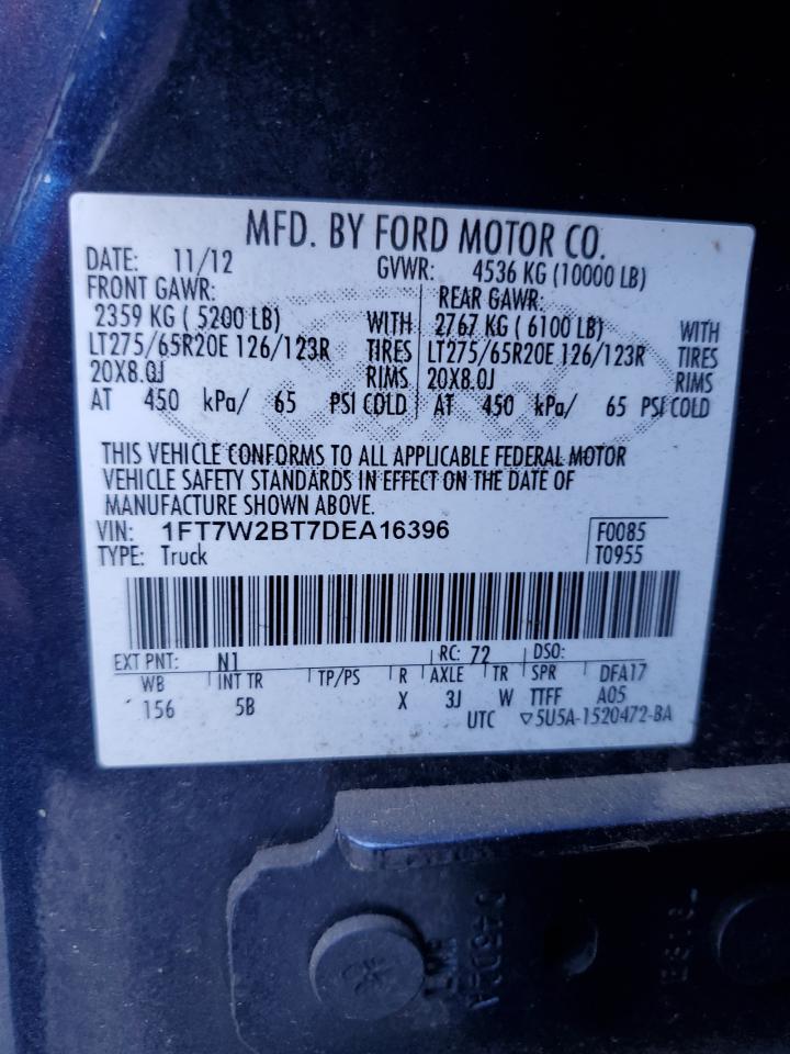 2013 Ford F250 Super Duty VIN: 1FT7W2BT7DEA16396 Lot: 75267724