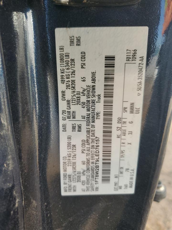 2020 Ford F250 Super Duty VIN: 1FT8W2BT9LED76157 Lot: 79952244