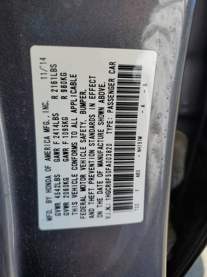 1HGCR6F50FA003820 2015 Honda Accord Hybrid Exl