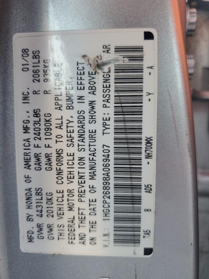 1HGCP26898A069407 2008 Honda Accord Exl