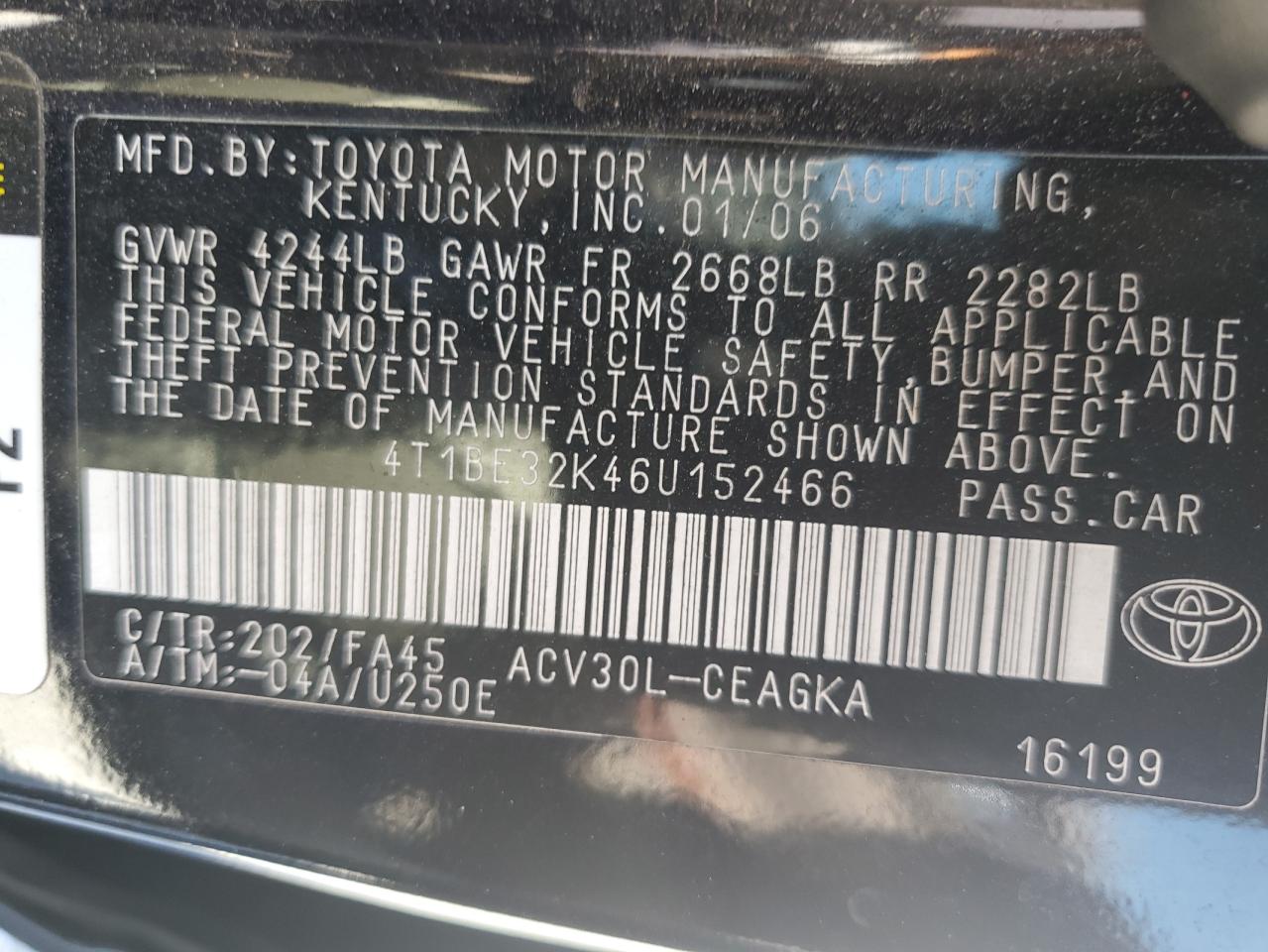 4T1BE32K46U152466 2006 Toyota Camry Le