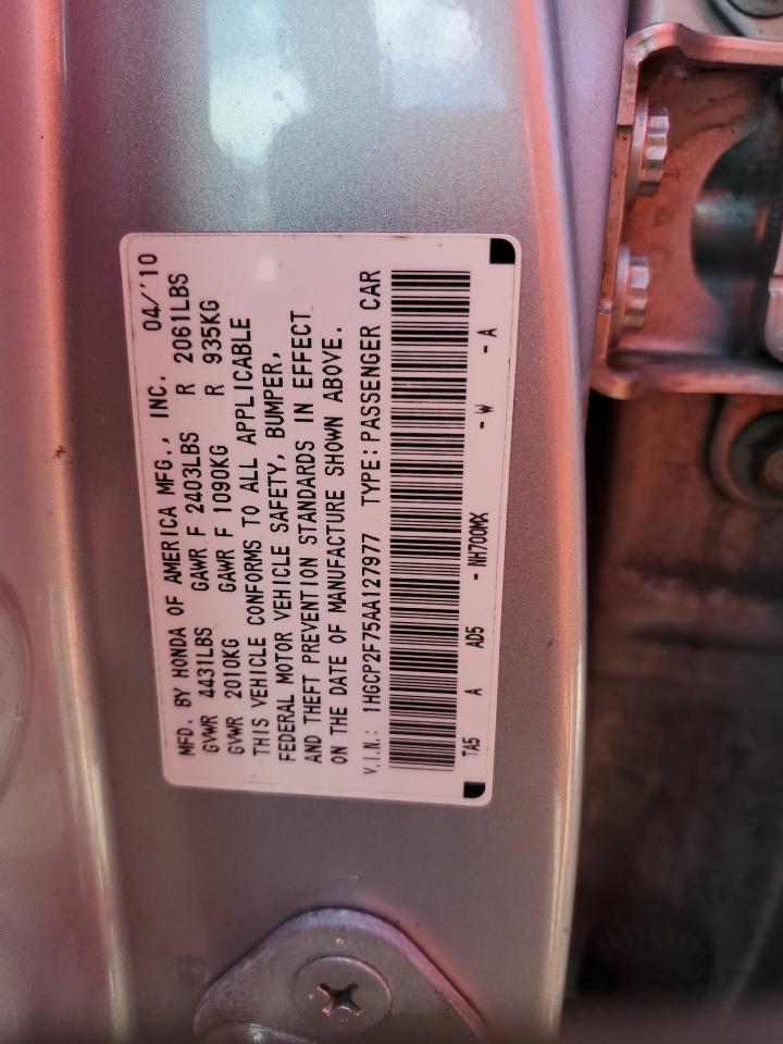 1HGCP2F75AA127977 2010 Honda Accord Ex