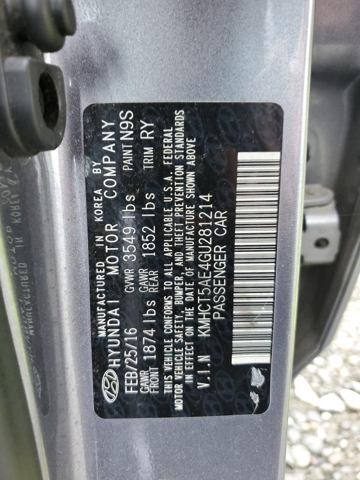 2016 Hyundai Accent Se VIN: KMHCT5AE4GU281214 Lot: 76399184