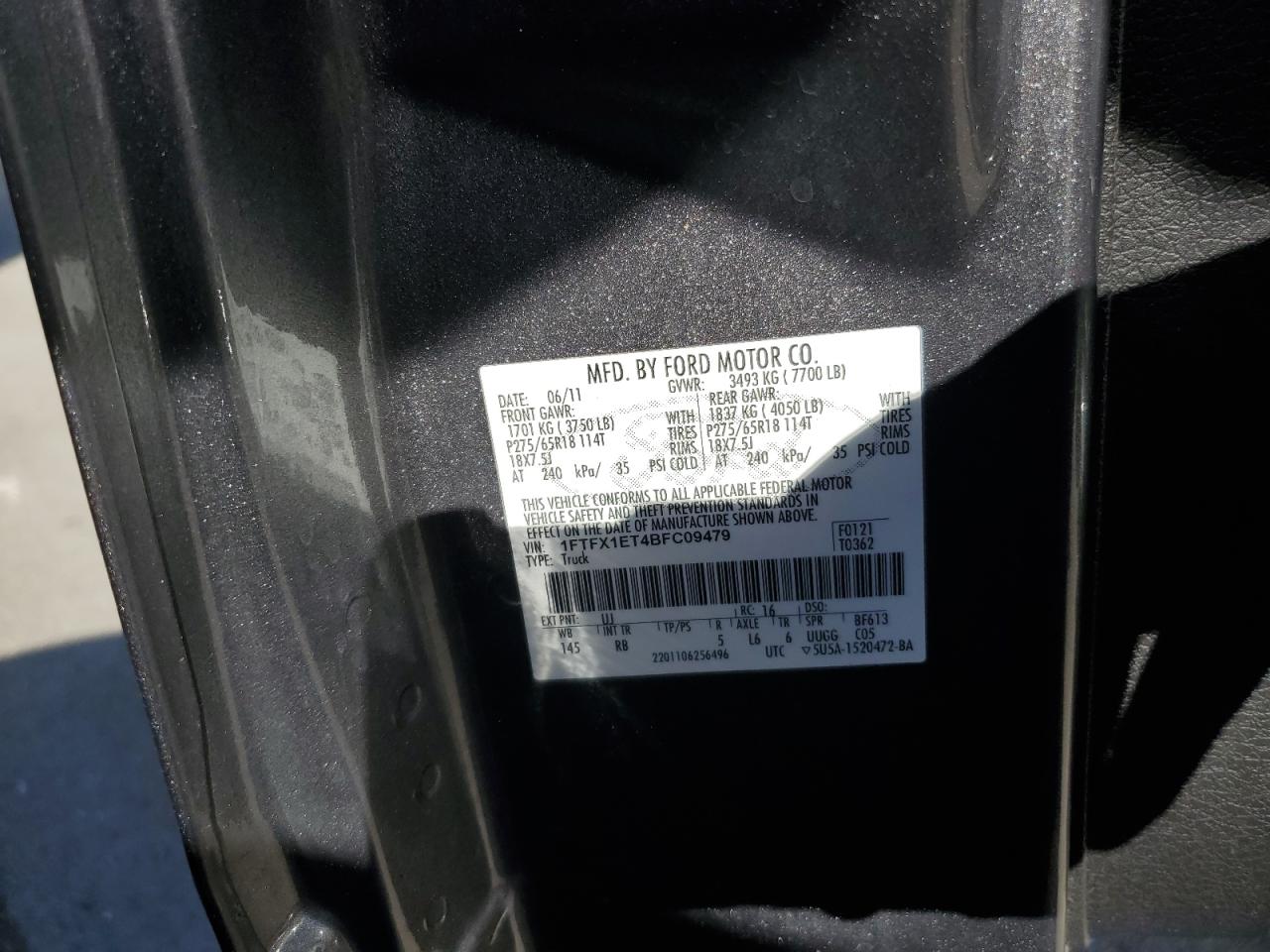 2011 Ford F150 Super Cab VIN: 1FTFX1ET4BFC09479 Lot: 74942034