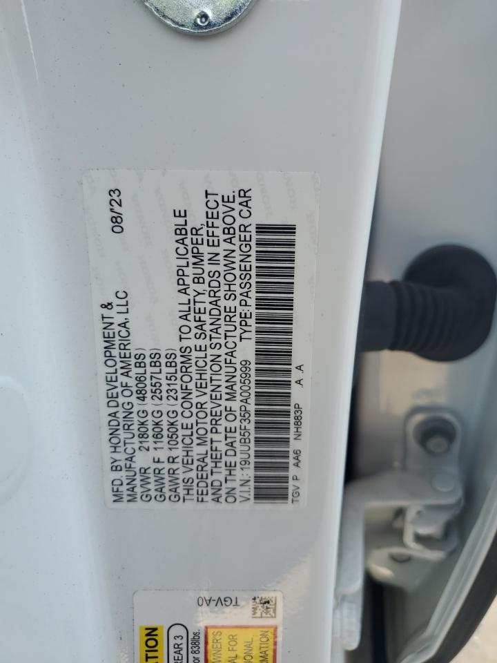 2023 Acura Tlx VIN: 19UUB5F35PA005999 Lot: 76173814