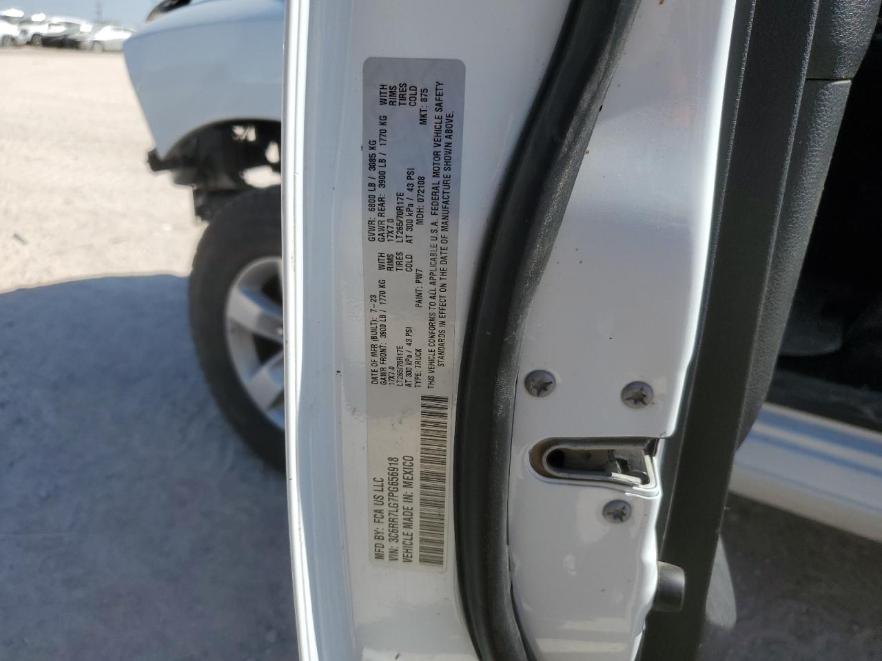 2023 Ram 1500 Classic Slt VIN: 3C6RR7LG7PG656918 Lot: 73804144