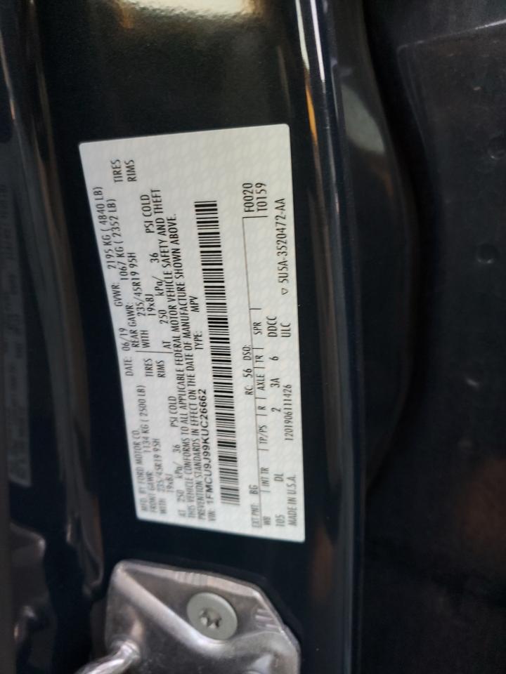 1FMCU9J99KUC26662 2019 Ford Escape Titanium