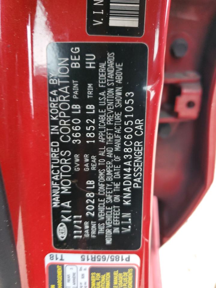 KNADN4A38C6051053 2012 Kia Rio Ex