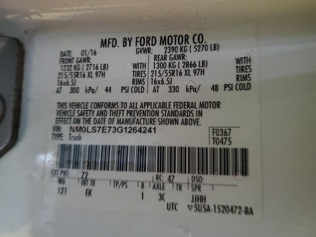 NM0LS7E73G1264241 2016 Ford Transit Connect Xl