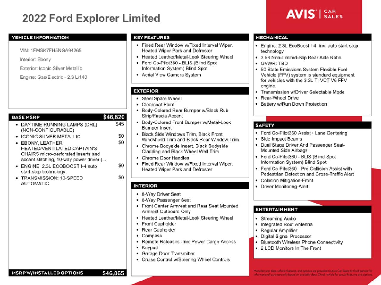 2022 Ford Explorer Limited VIN: 1FMSK7FH5NGA94265 Lot: 75440604