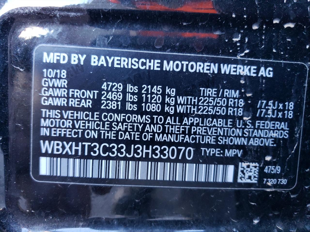 2018 BMW X1 xDrive28I VIN: WBXHT3C33J3H33070 Lot: 77639454