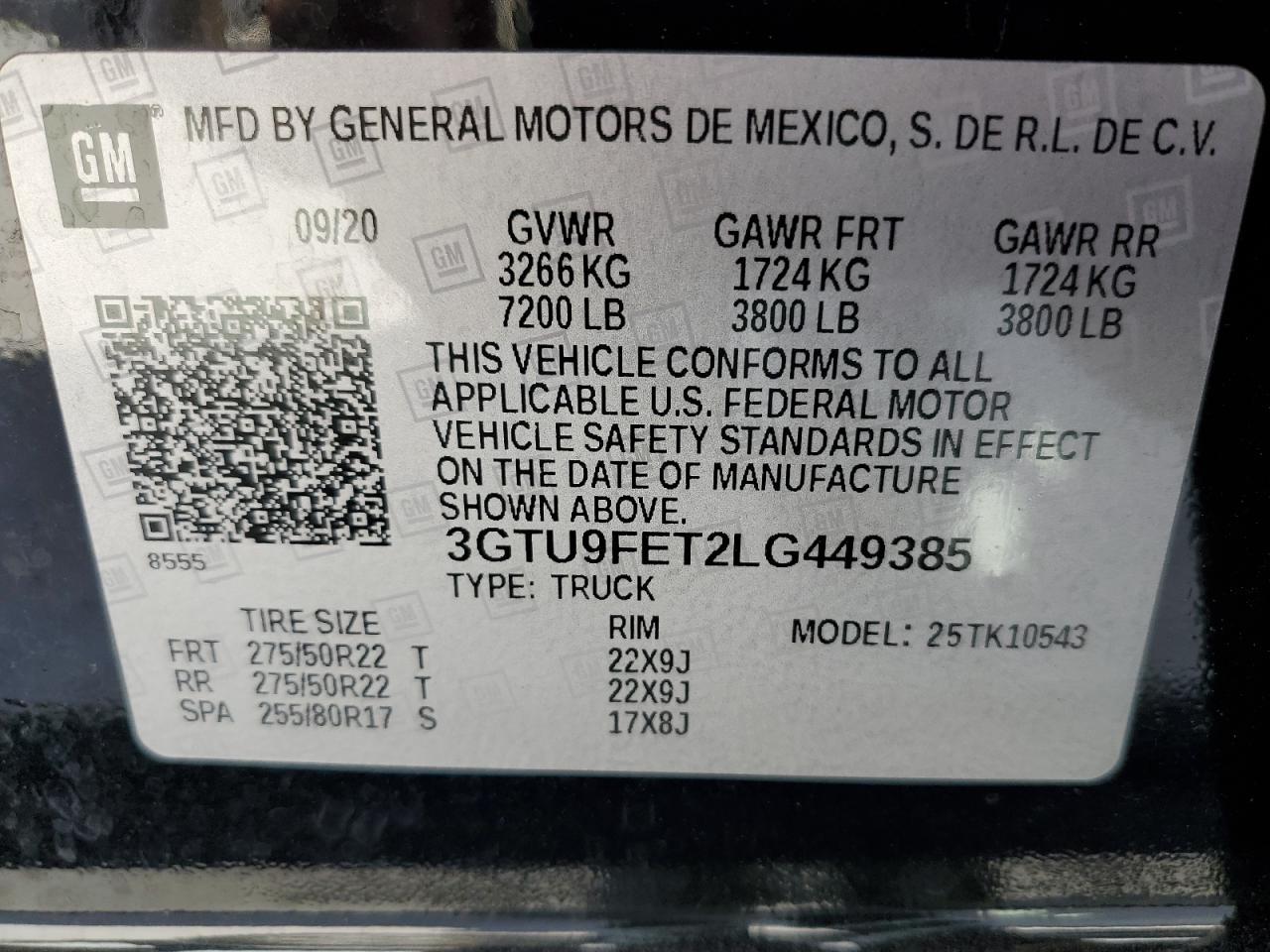 3GTU9FET2LG449385 2020 GMC Sierra K1500 Denali