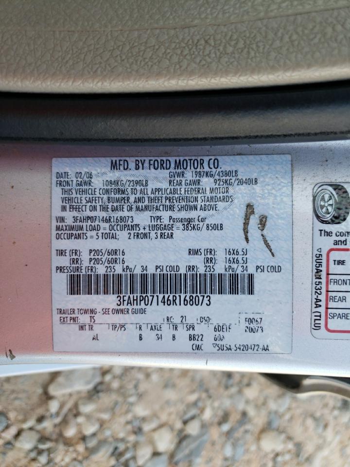 3FAHP07146R168073 2006 Ford Fusion Se