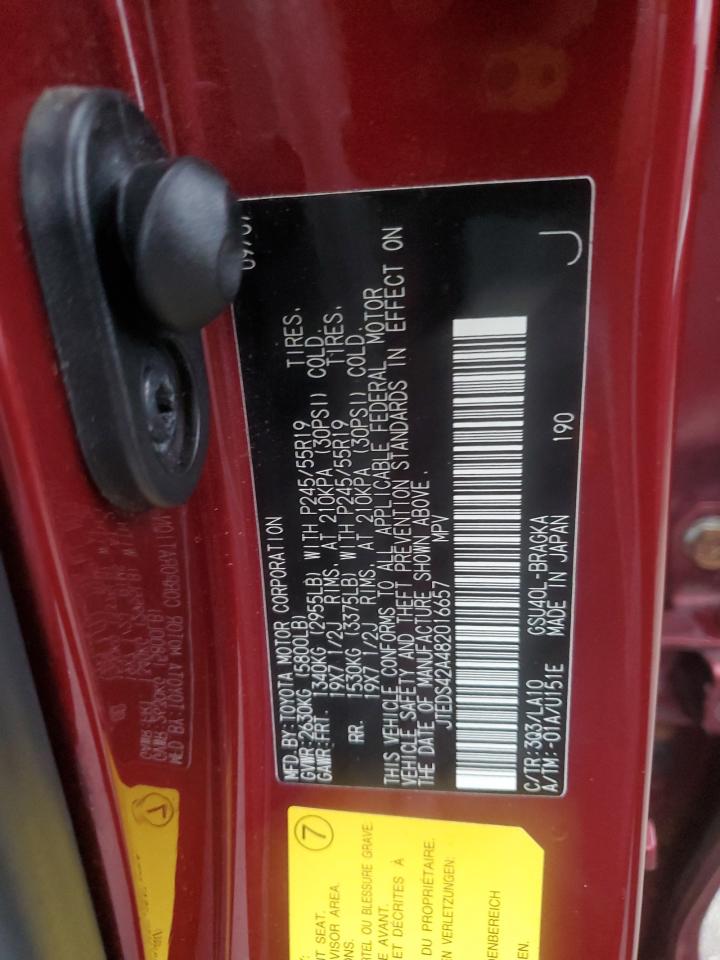 2008 Toyota Highlander Limited VIN: JTEDS42A482016657 Lot: 73635924