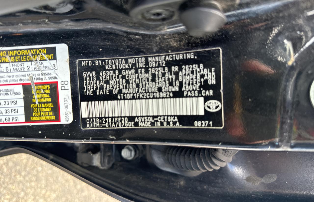 4T1BF1FK2CU169824 2012 Toyota Camry Base