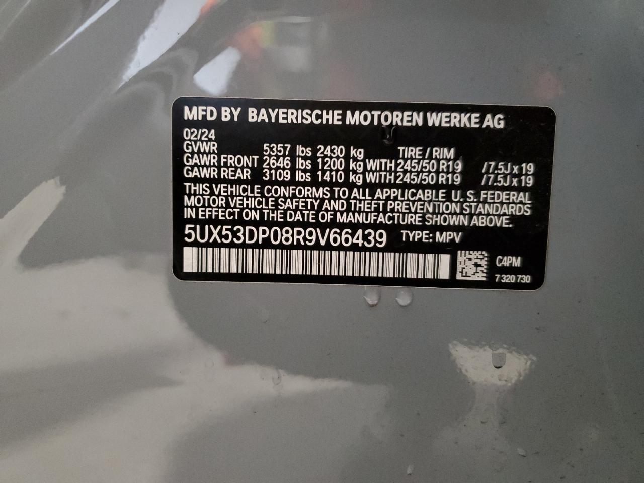 5UX53DP08R9V66439 2024 BMW X3 xDrive30I