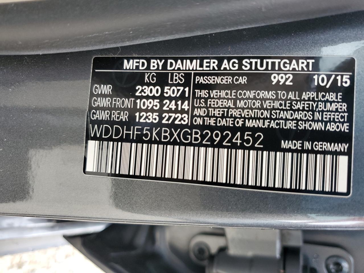 WDDHF5KBXGB292452 2016 Mercedes-Benz E 350