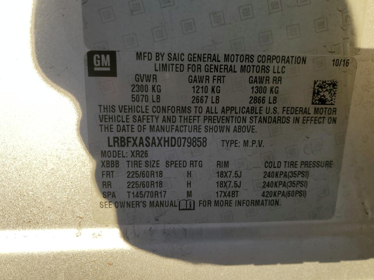 LRBFXASAXHD079858 2017 Buick Envision Preferred