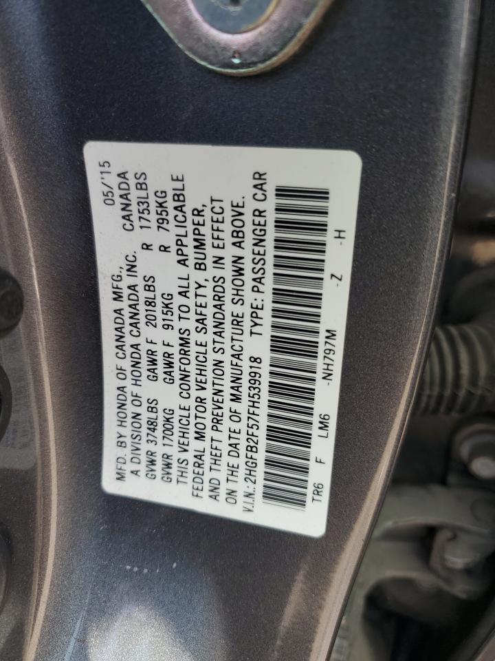 2HGFB2F57FH539918 2015 Honda Civic Lx