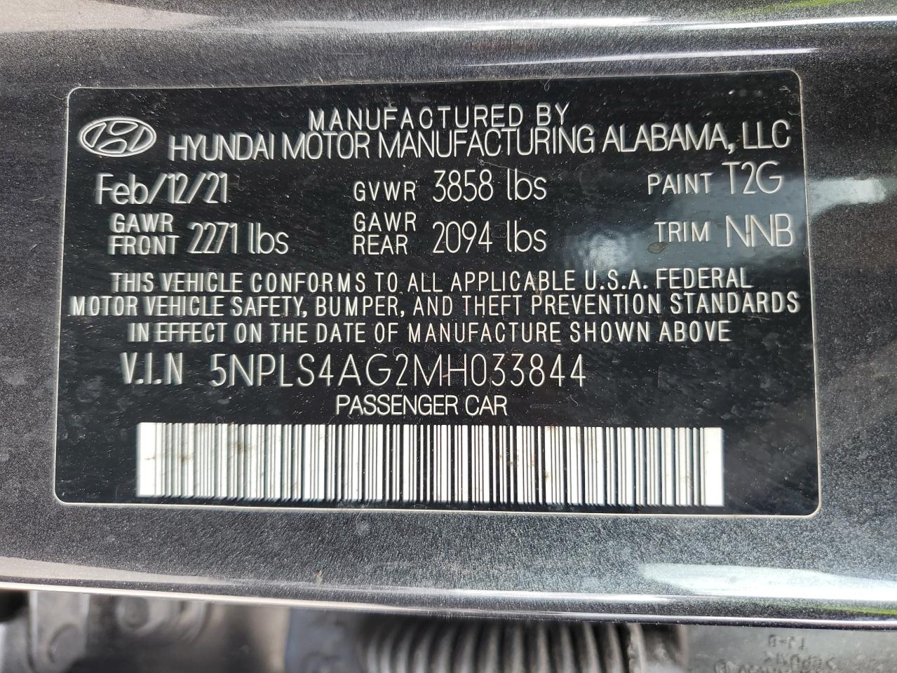 2021 Hyundai Elantra Sel VIN: 5NPLS4AG2MH033844 Lot: 77979384