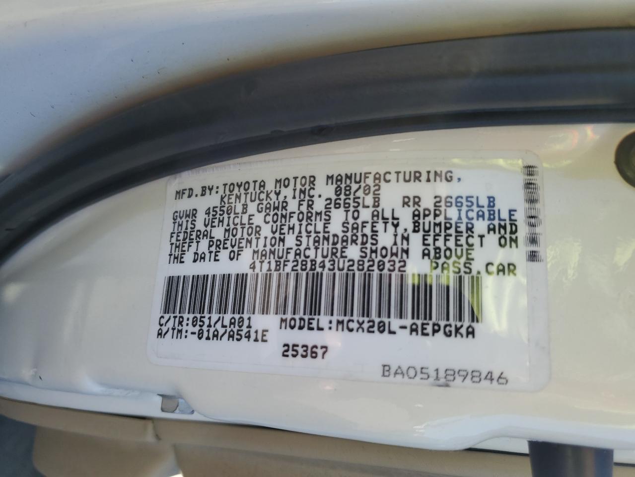 2003 Toyota Avalon Xl VIN: 4T1BF28B43U282032 Lot: 77814884