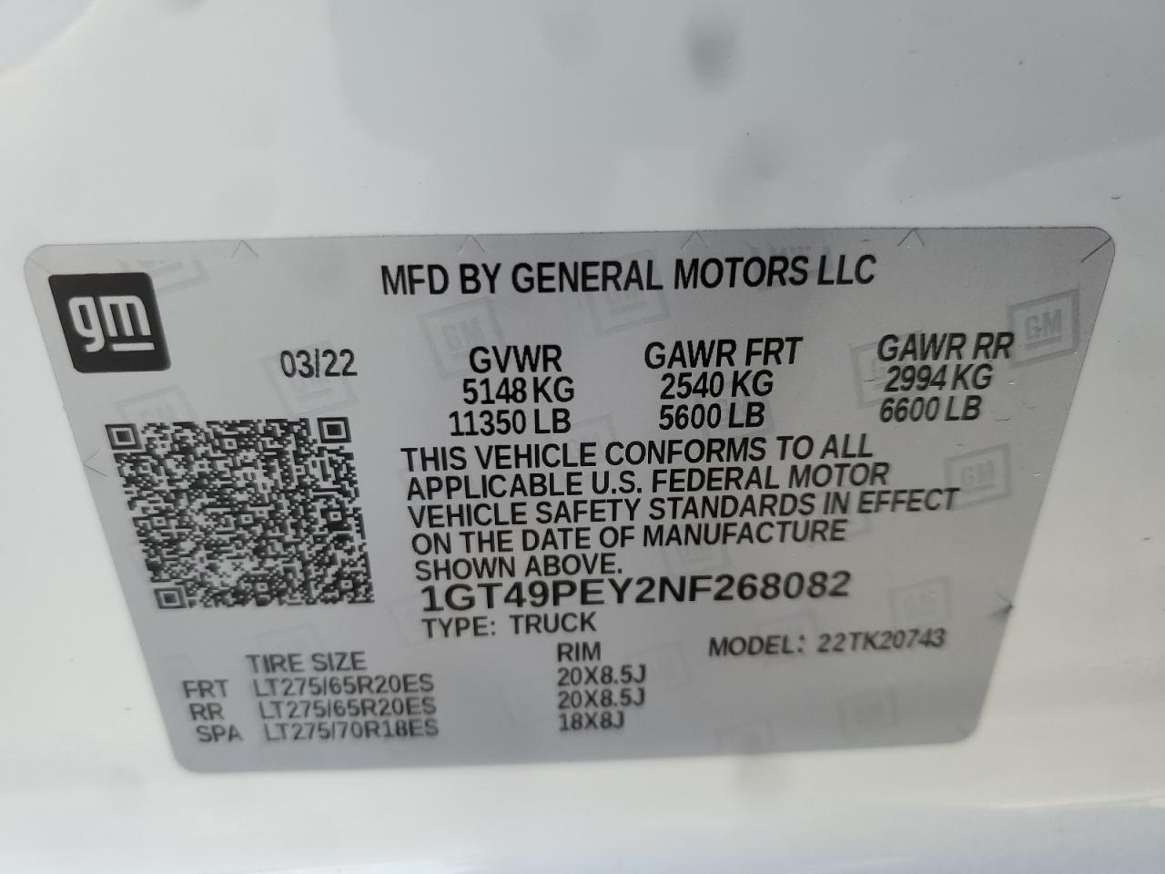 1GT49PEY2NF268082 2022 GMC Sierra K2500 At4