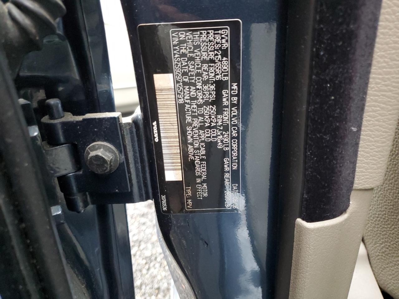 2007 Volvo Xc70 VIN: YV4SZ592971257918 Lot: 75687564