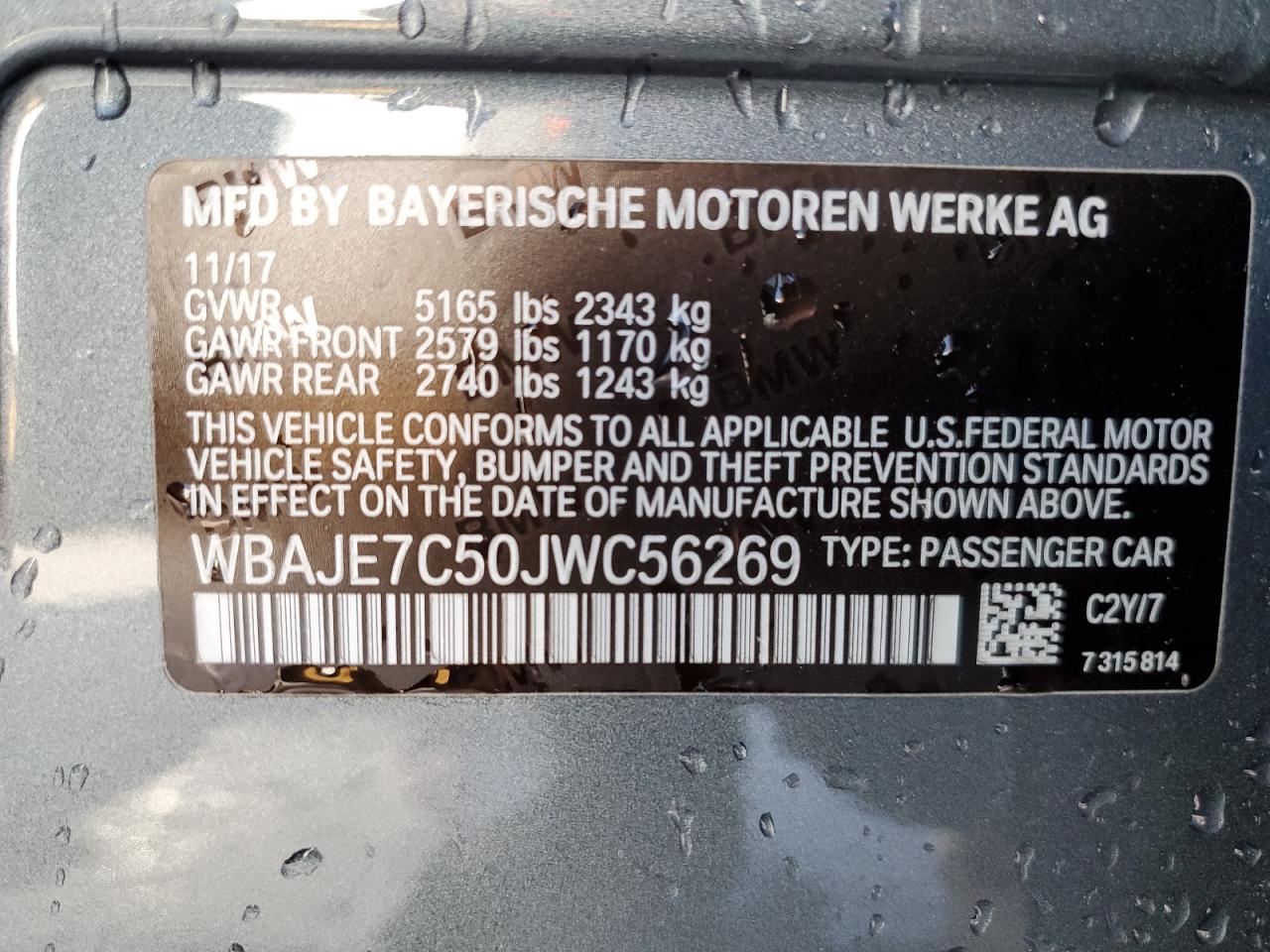 WBAJE7C50JWC56269 2018 BMW 540 Xi