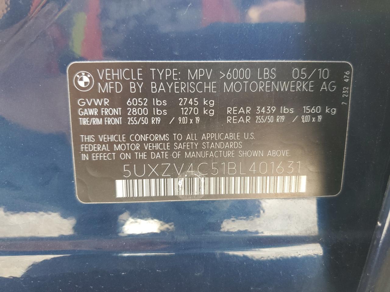 5UXZV4C51BL401631 2011 BMW X5 xDrive35I