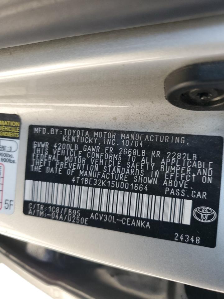 2005 Toyota Camry Le VIN: 4T1BE32K15U001664 Lot: 77665514