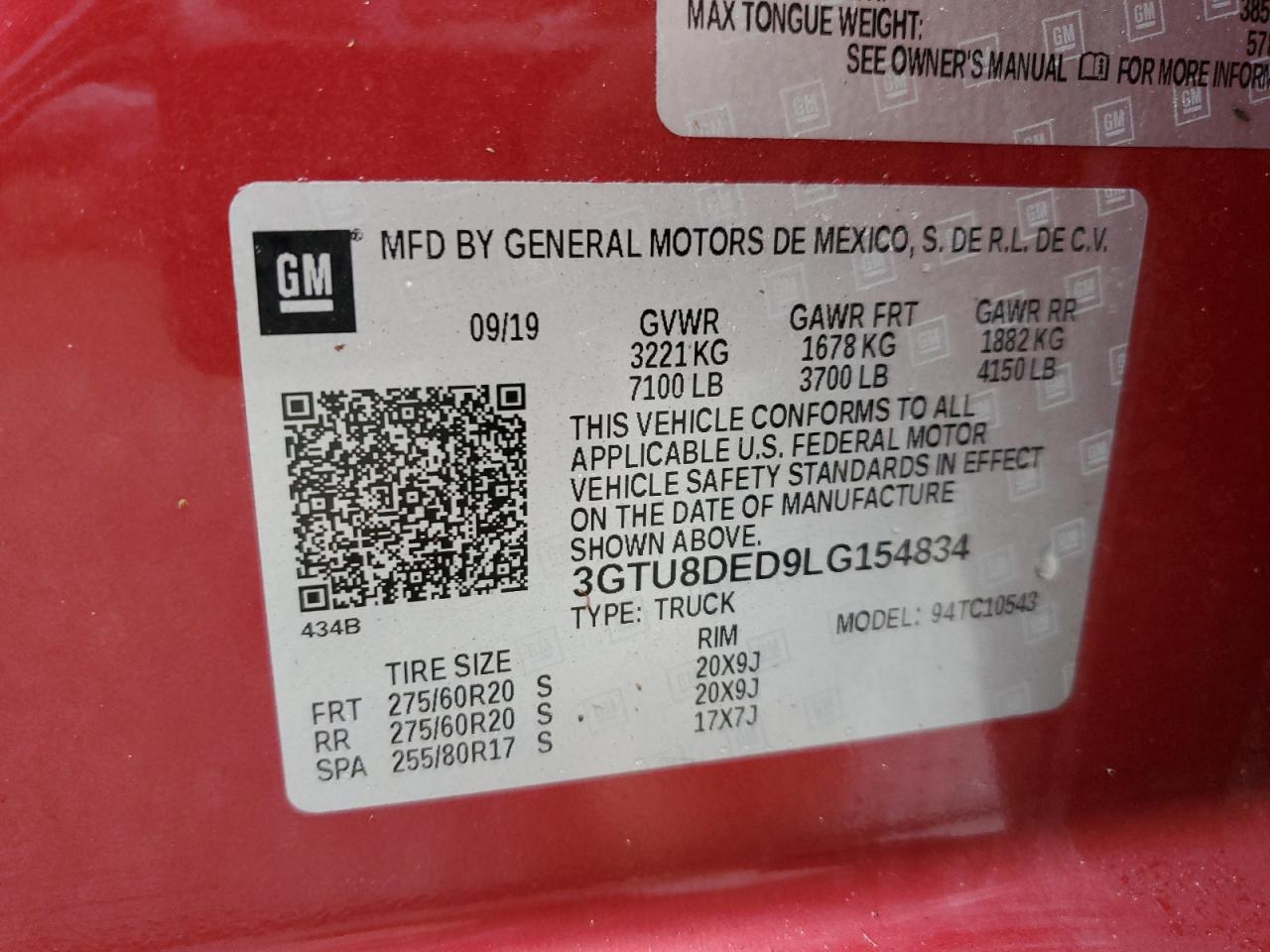 3GTU8DED9LG154834 2020 GMC Sierra C1500 Slt