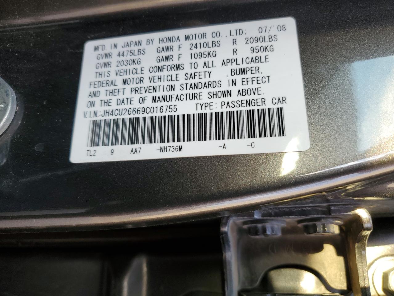 JH4CU26669C016755 2009 Acura Tsx