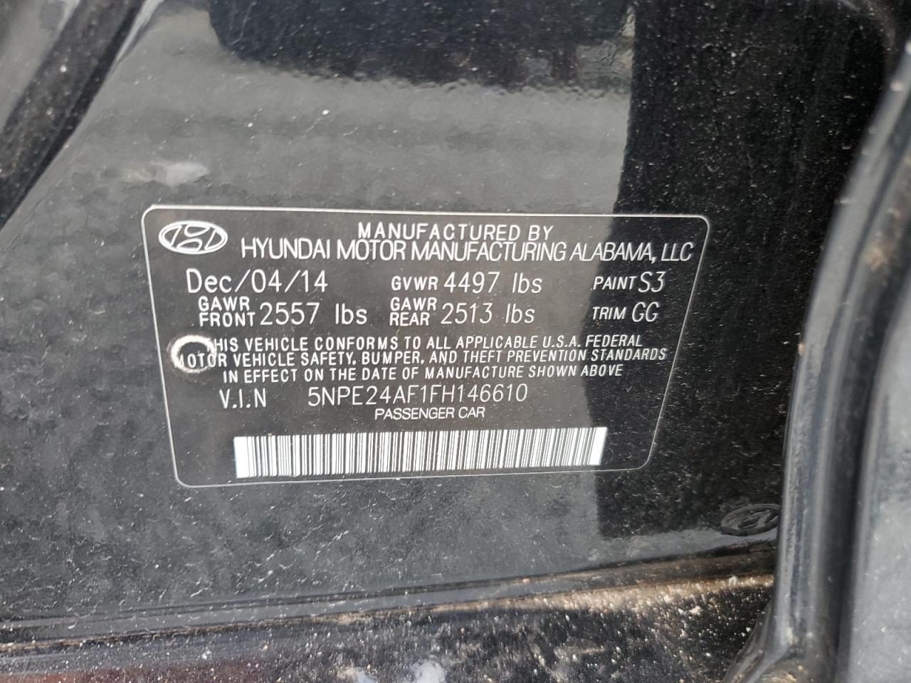 2015 Hyundai Sonata Se VIN: 5NPE24AF1FH146610 Lot: 73854044