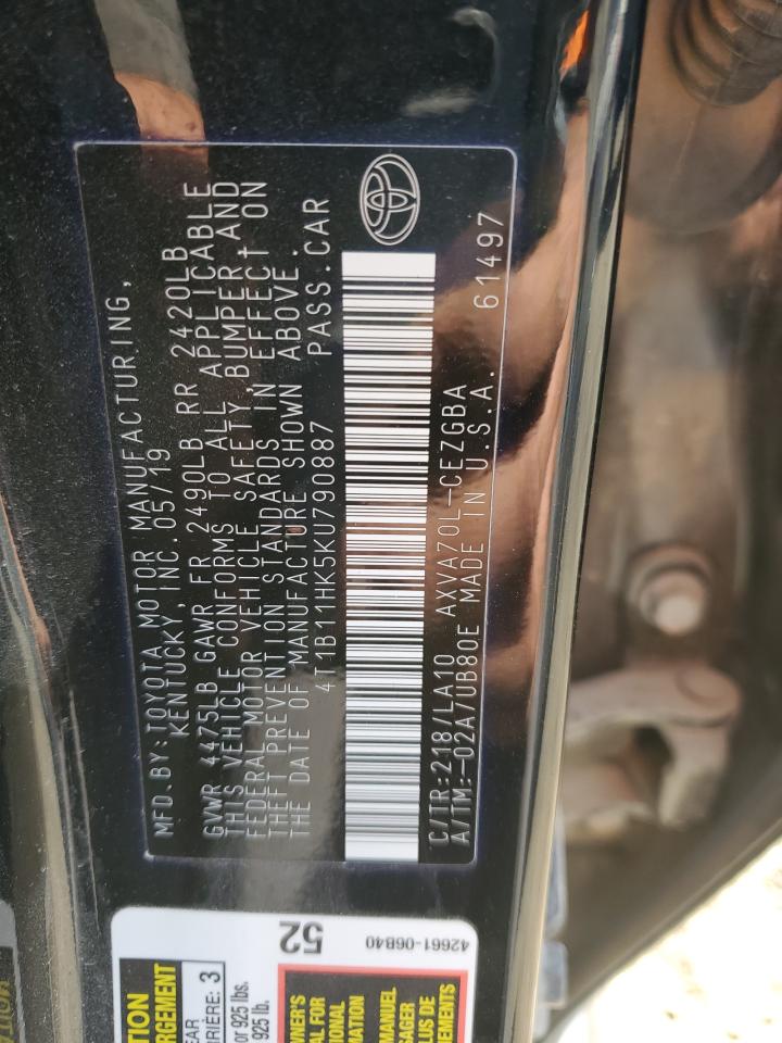 4T1B11HK5KU790887 2019 Toyota Camry L