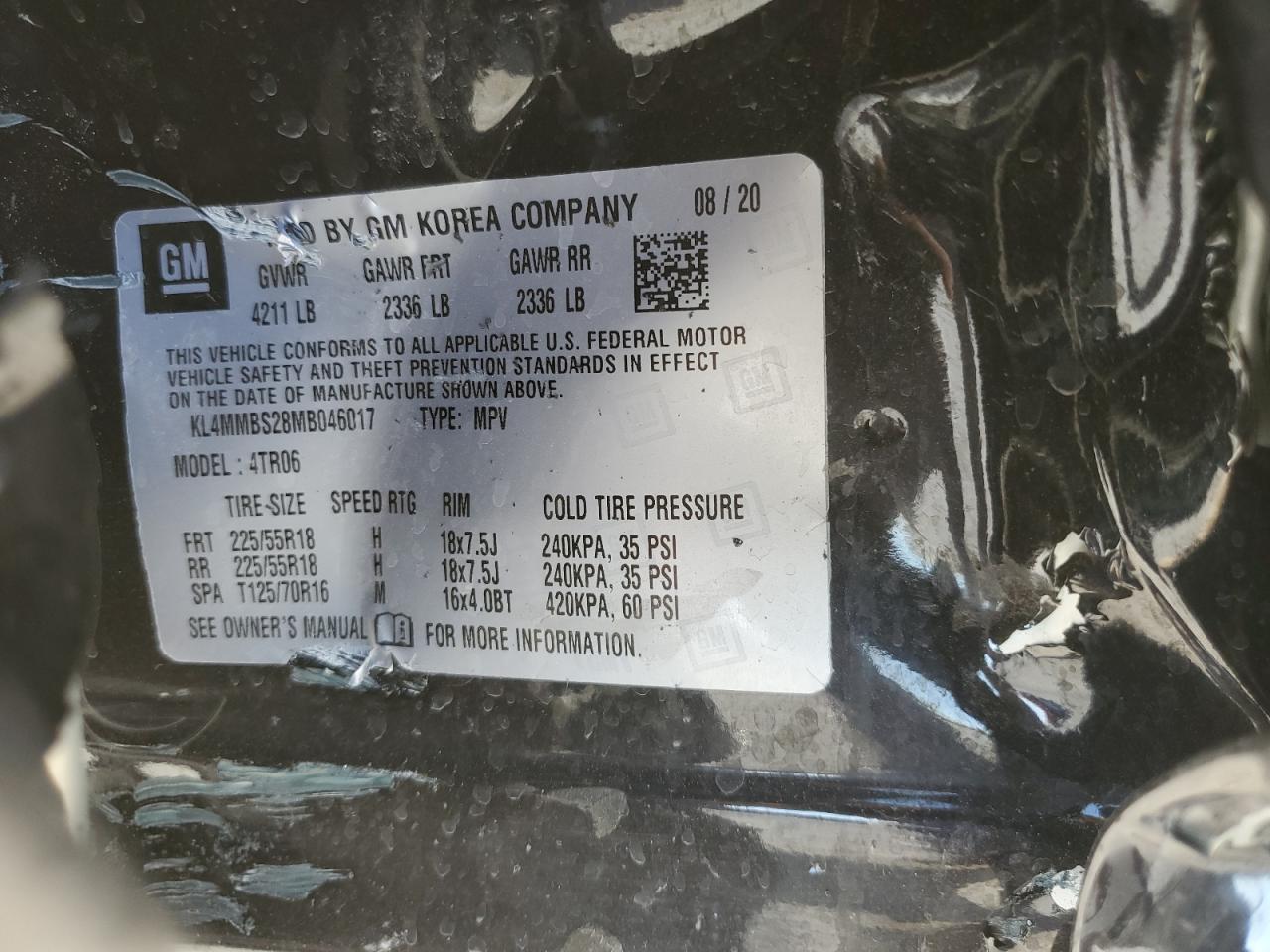 2021 Buick Encore Gx Preferred VIN: KL4MMBS28MB046017 Lot: 75721934