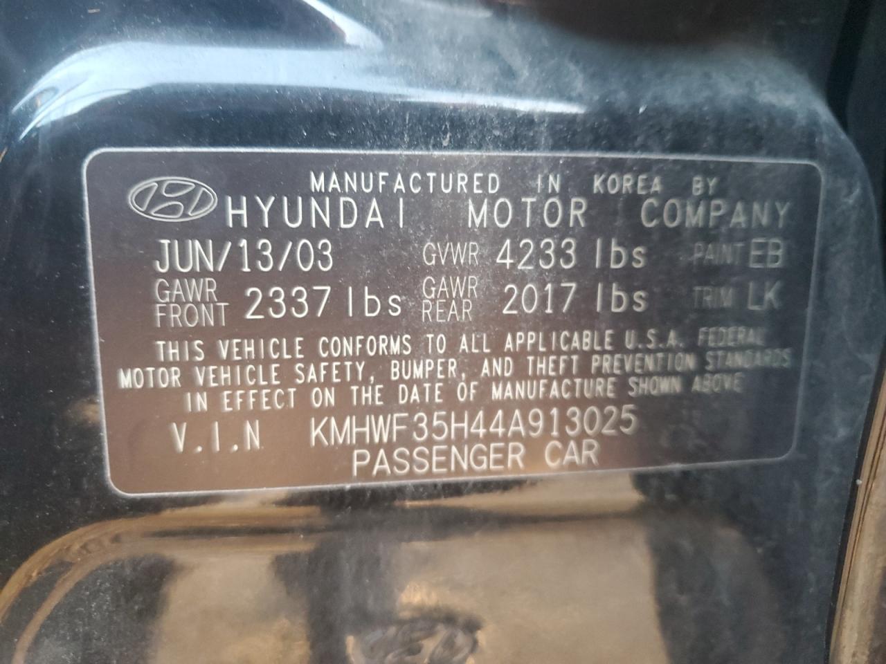 2004 Hyundai Sonata Gls VIN: KMHWF35H44A913025 Lot: 77154804