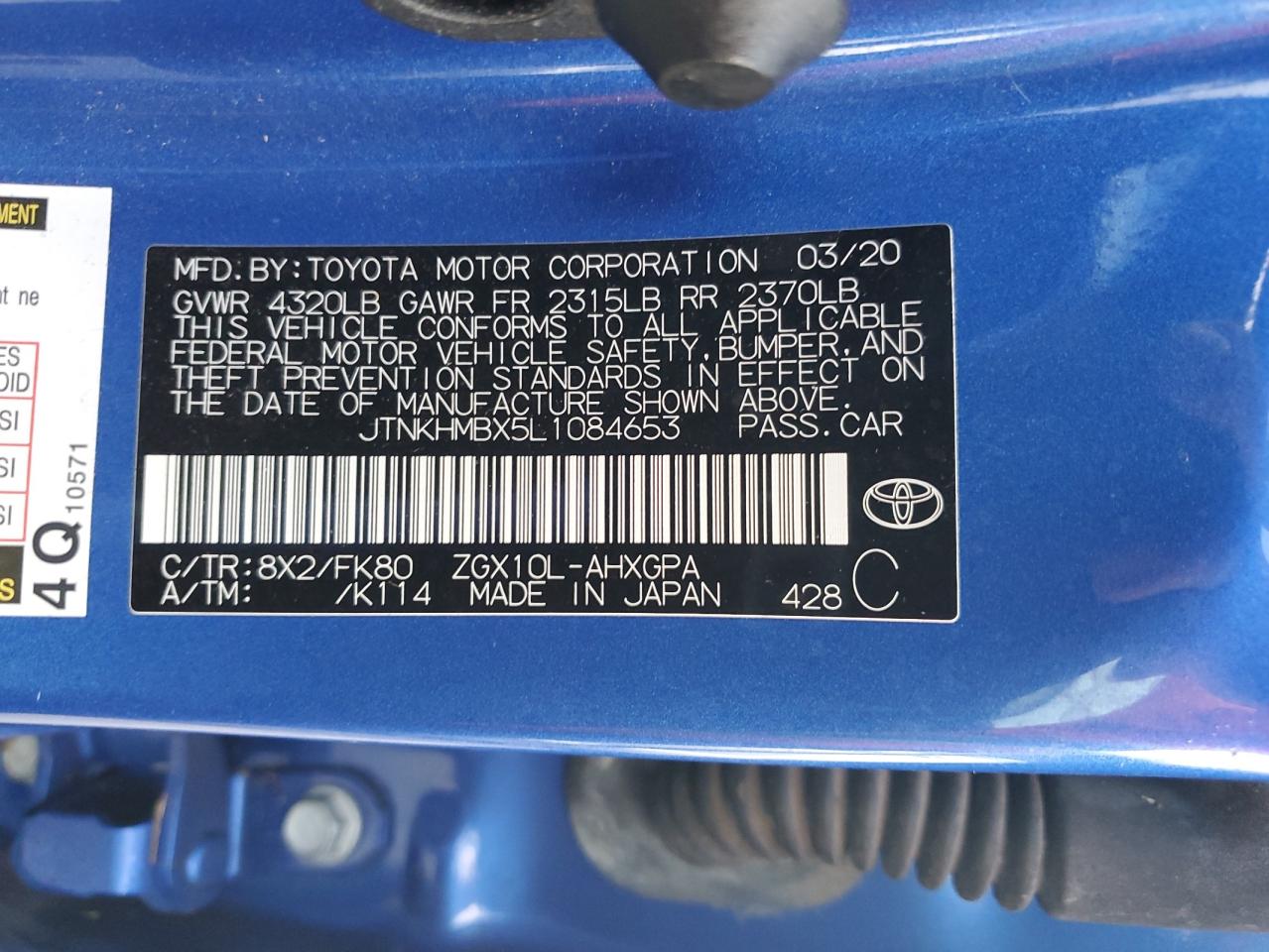 JTNKHMBX5L1084653 2020 Toyota C-Hr Xle