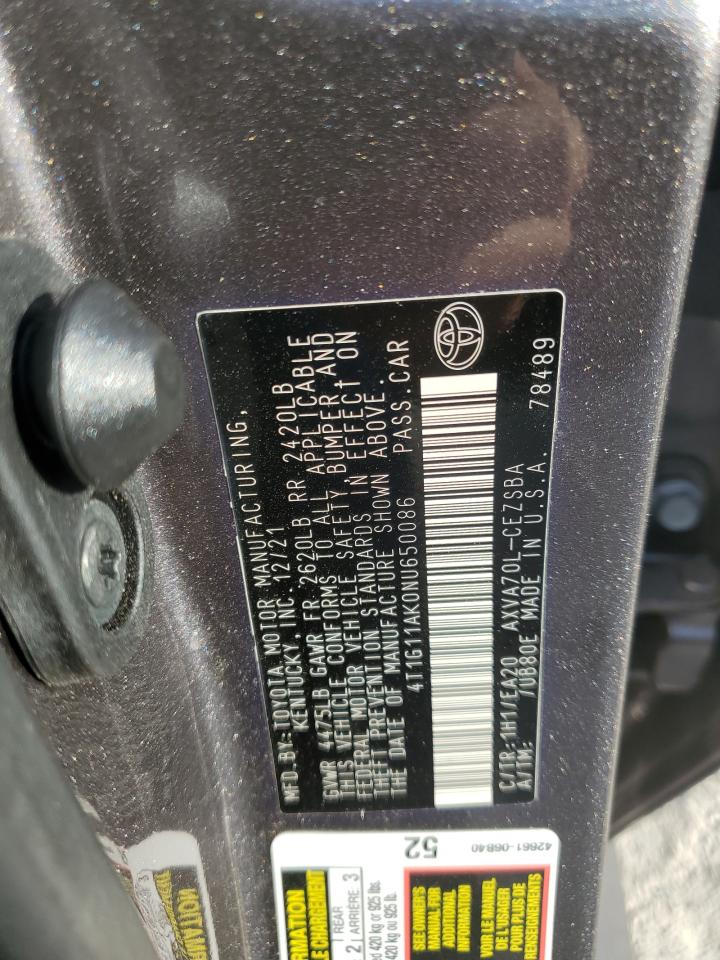 4T1G11AK0NU650086 2022 Toyota Camry Se