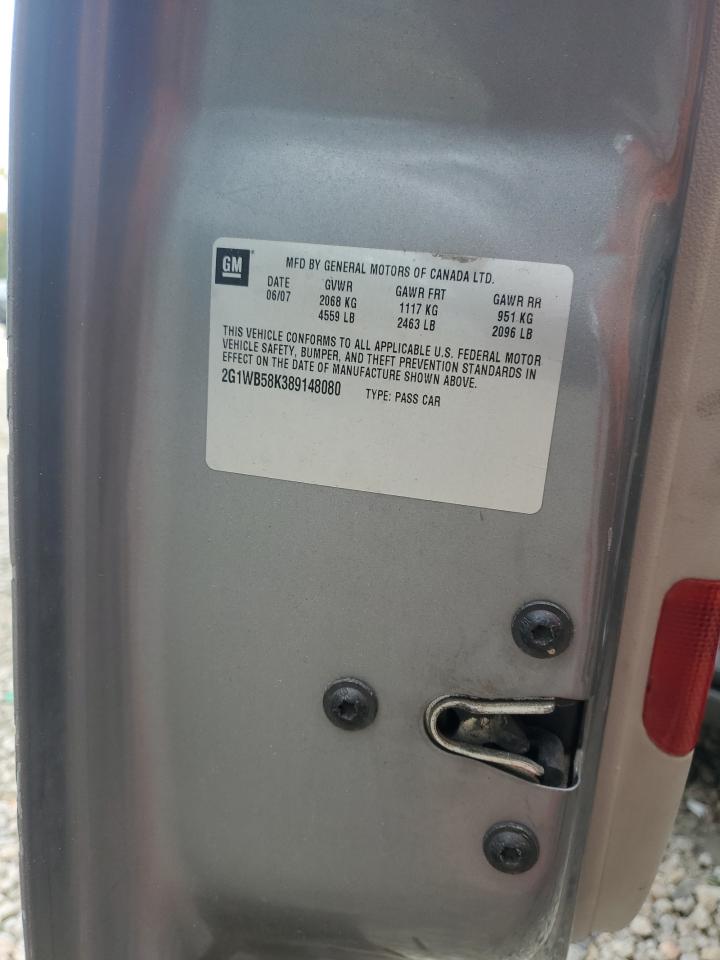 2008 Chevrolet Impala Ls VIN: 2G1WB58K389148080 Lot: 74958484