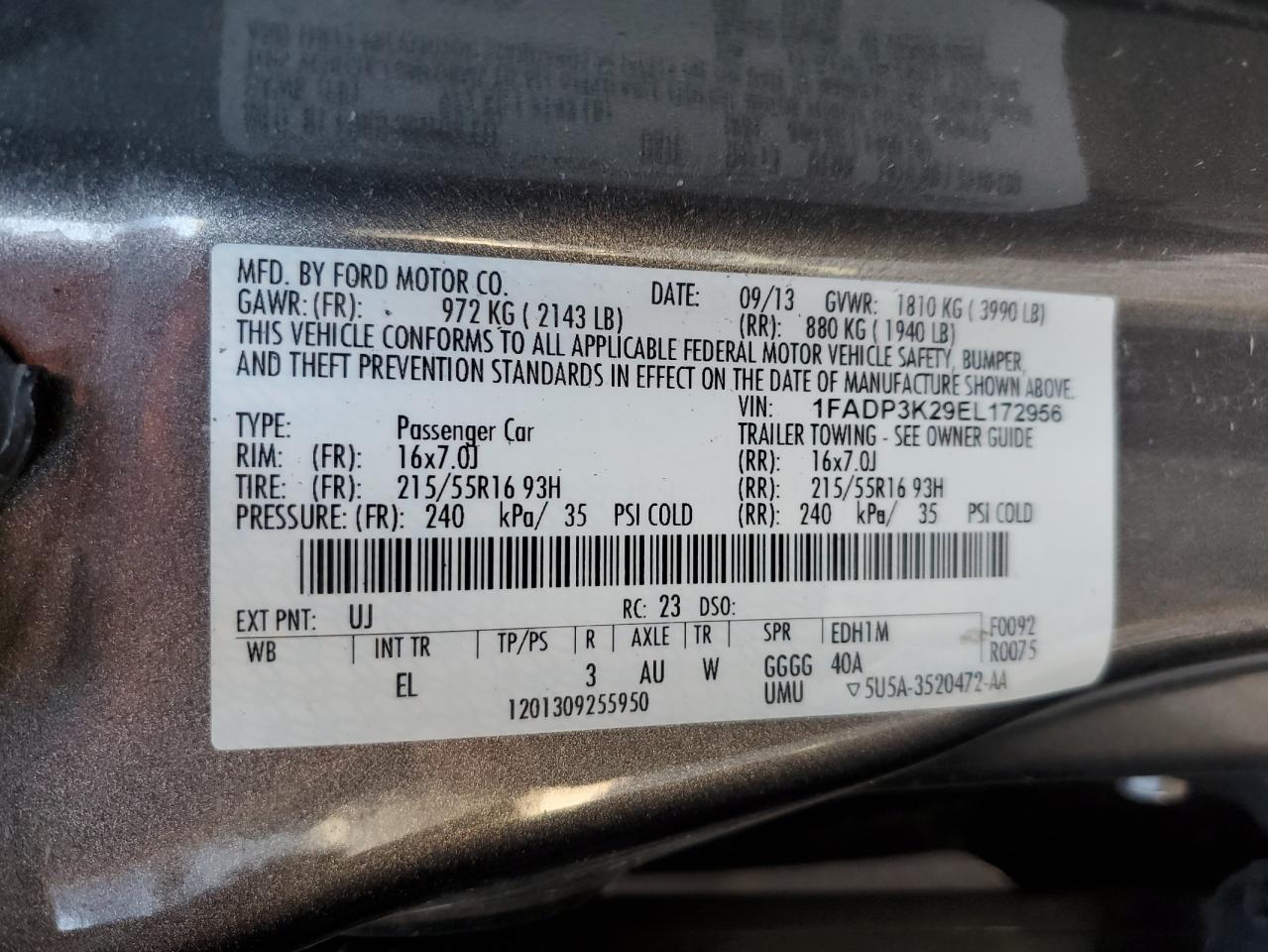 1FADP3K29EL172956 2014 Ford Focus Se