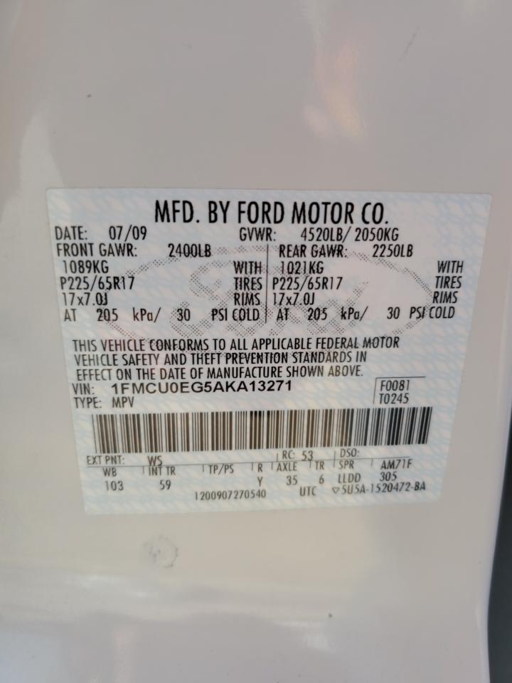 2010 Ford Escape Limited VIN: 1FMCU0EG5AKA13271 Lot: 74910764