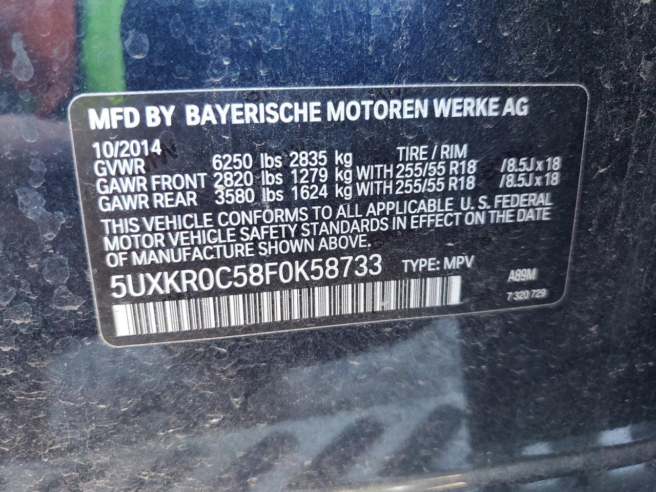 5UXKR0C58F0K58733 2015 BMW X5 xDrive35I