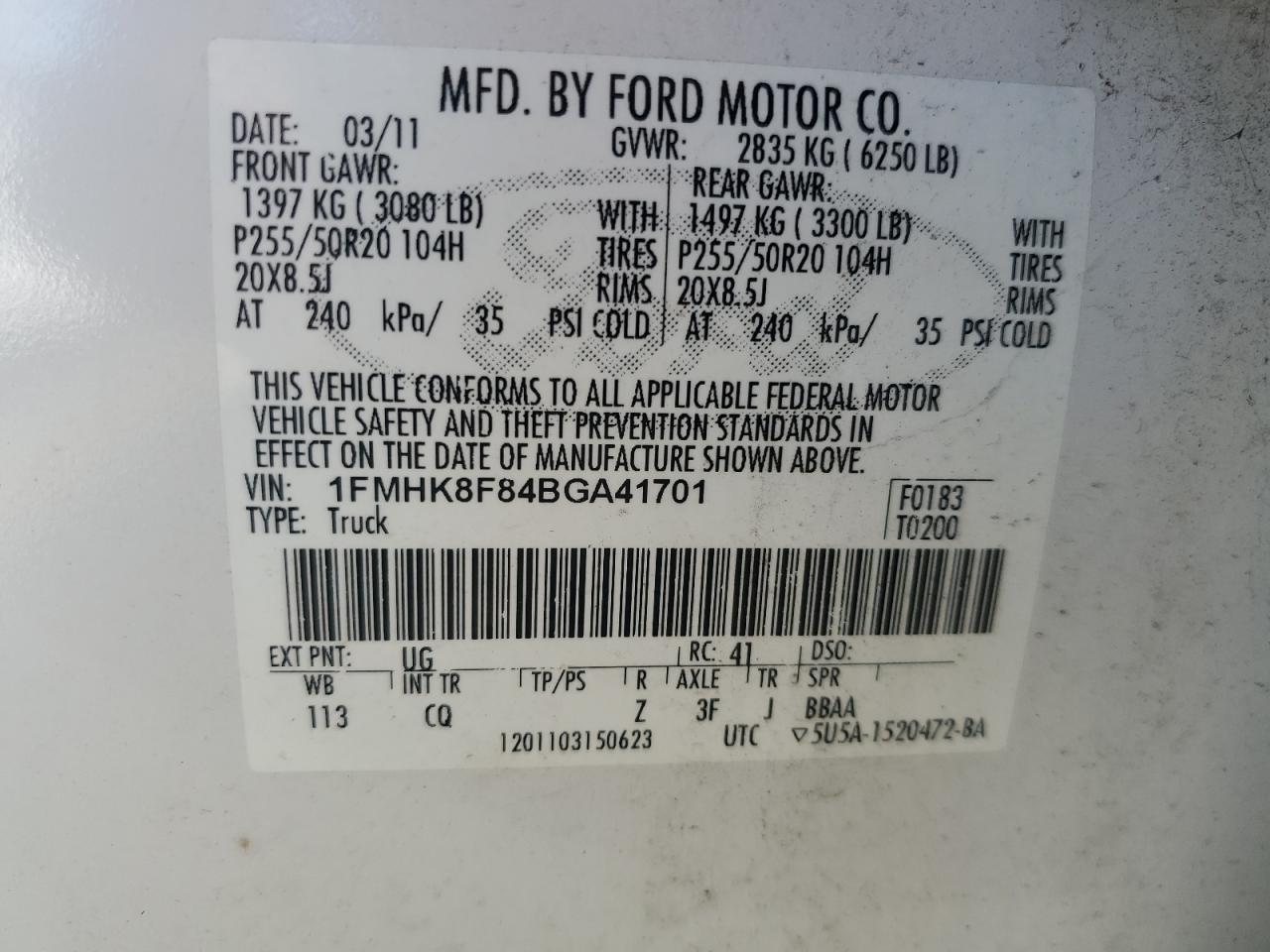 1FMHK8F84BGA41701 2011 Ford Explorer Limited