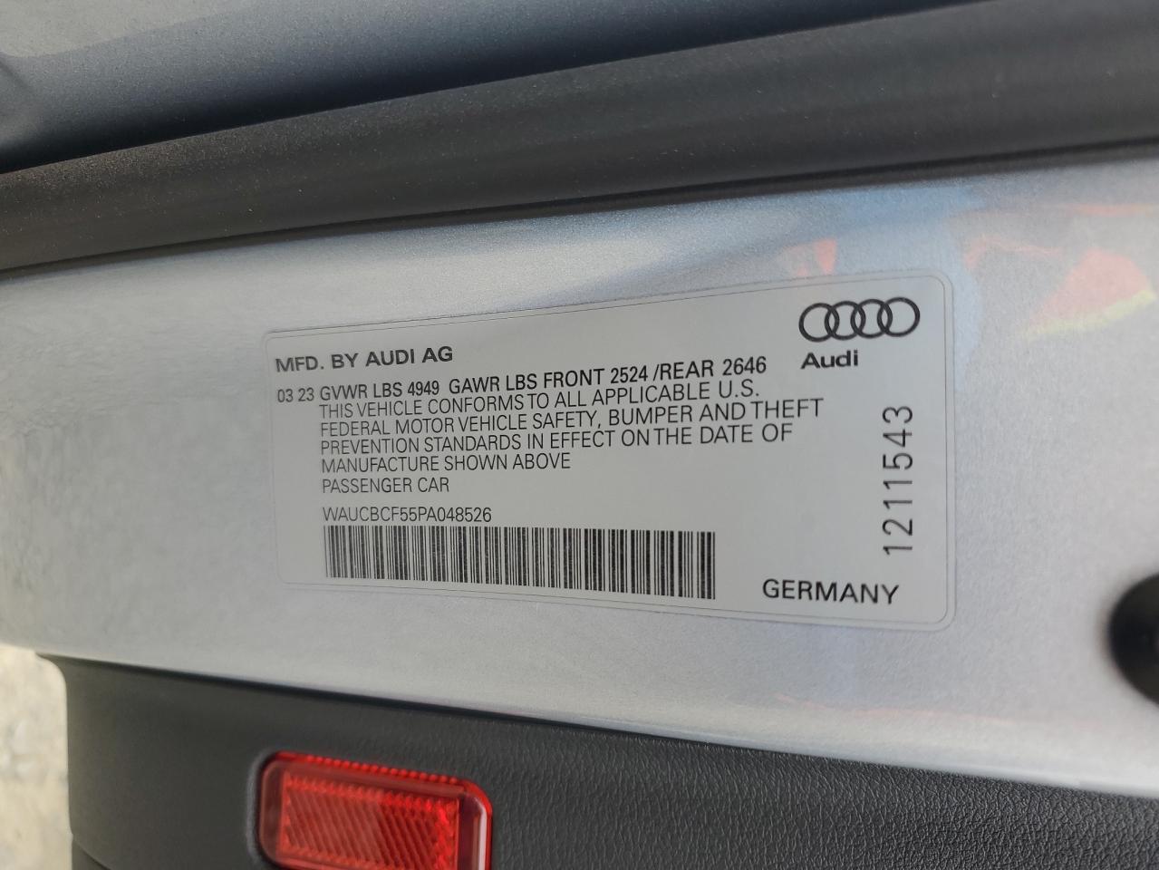 2023 Audi A5 Premium Plus 40 VIN: WAUCBCF55PA048526 Lot: 78367084