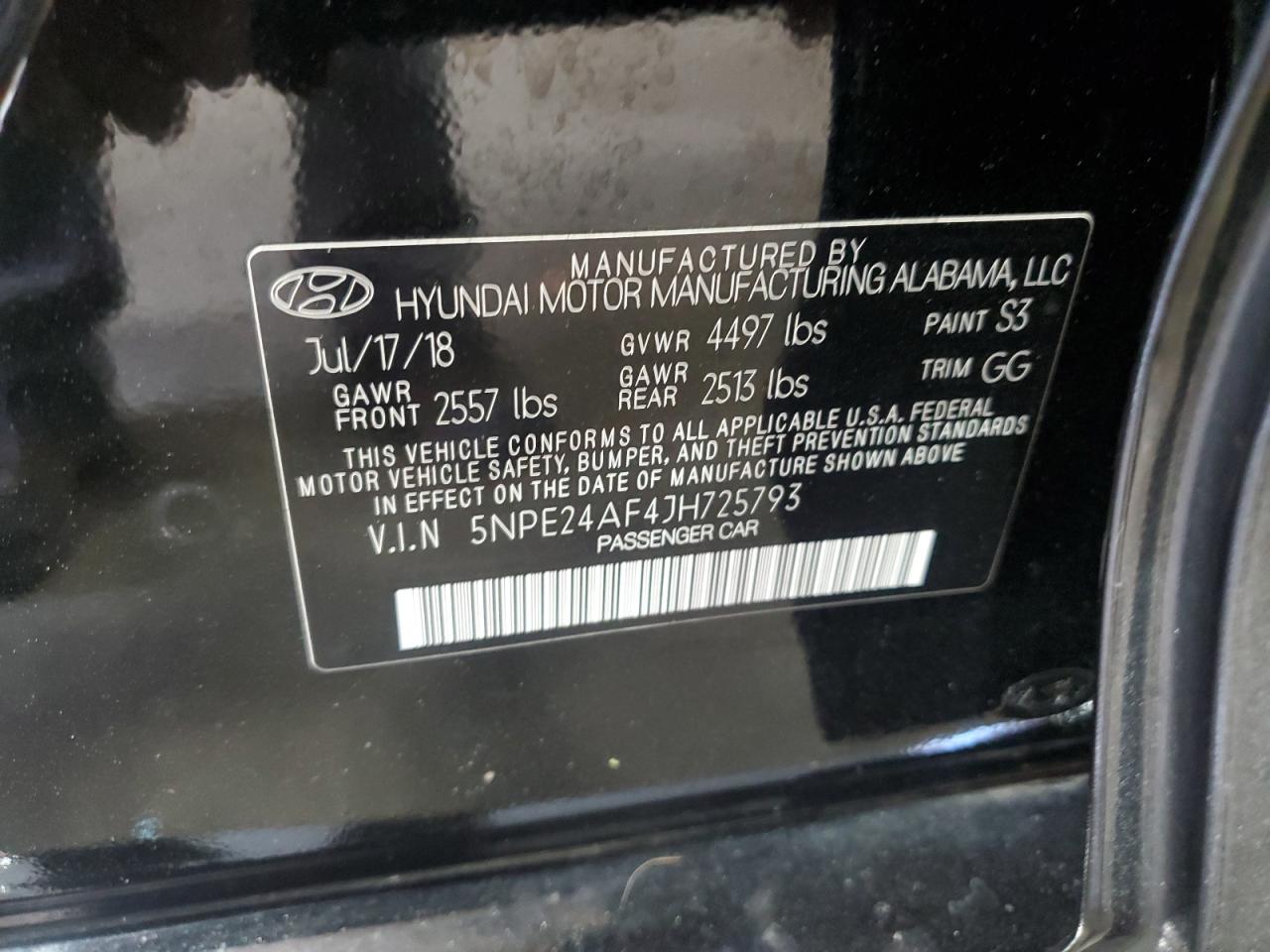 5NPE24AF4JH725793 2018 Hyundai Sonata Se