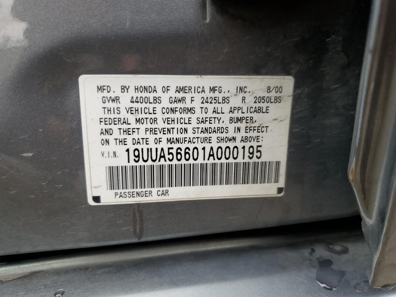 19UUA56601A000195 2001 Acura 3.2Tl