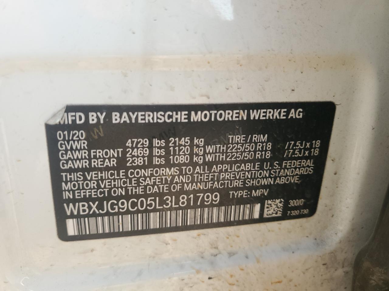 WBXJG9C05L3L81799 2020 BMW X1 xDrive28I