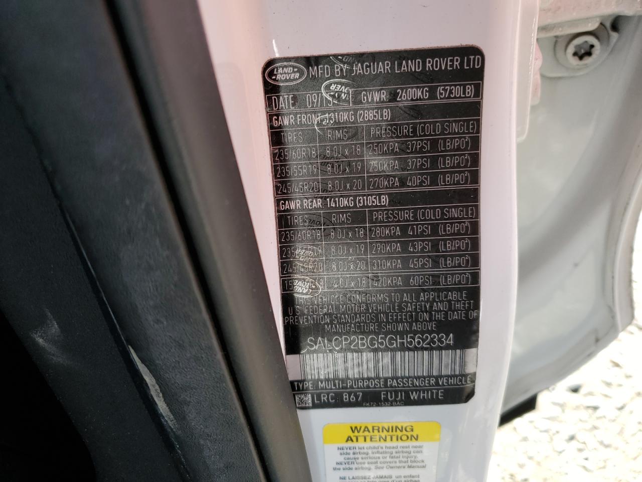 2016 Land Rover Discovery Sport Se VIN: SALCP2BG5GH562334 Lot: 78140634