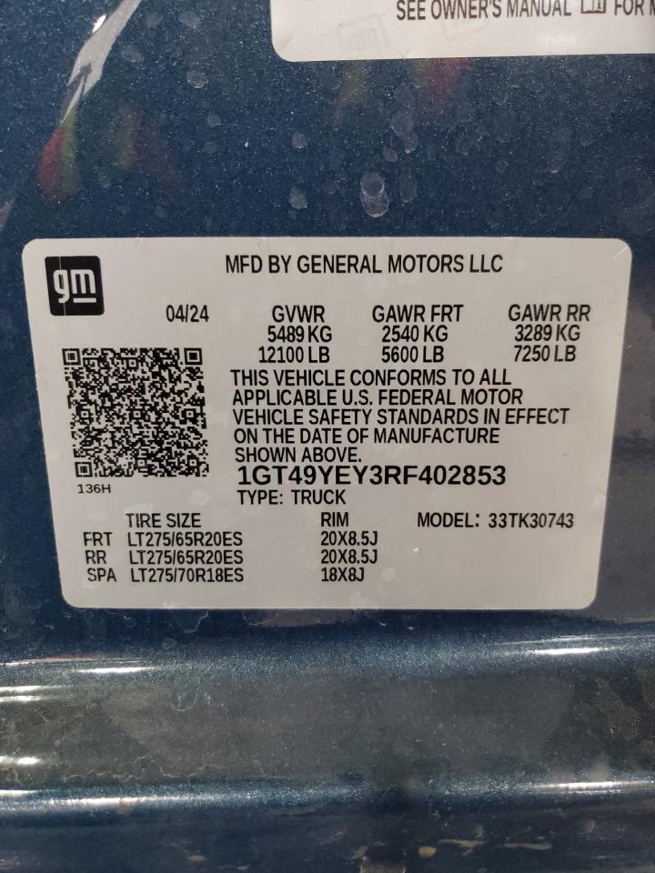 2024 GMC Sierra K3500 Denali Ultimate VIN: 1GT49YEY3RF402853 Lot: 74857784