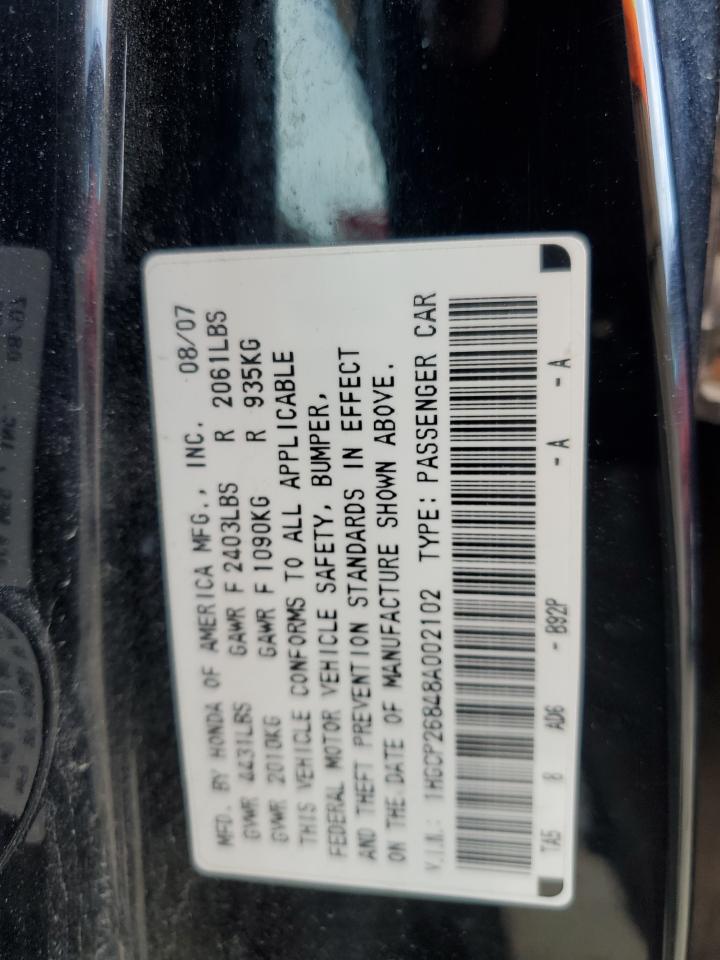 2008 Honda Accord Exl VIN: 1HGCP26848A002102 Lot: 76035894